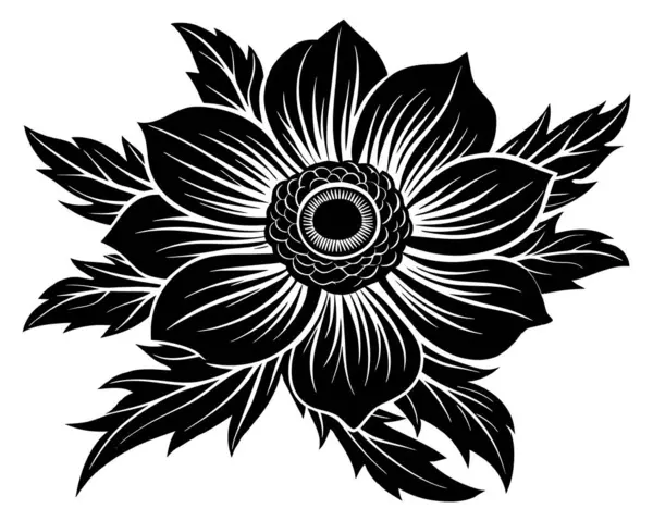 Siyah Beyaz Çiçek Vektörü — Stok Vektör