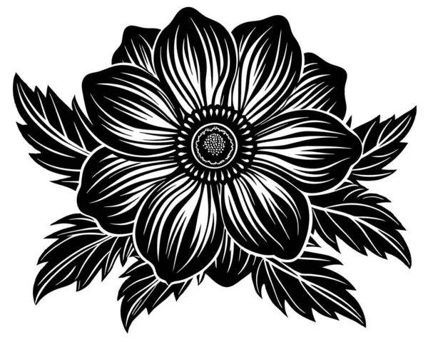 Black White Flower Vector — Stock Vector