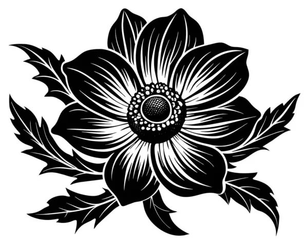 Black White Flower Vector — Stock Vector