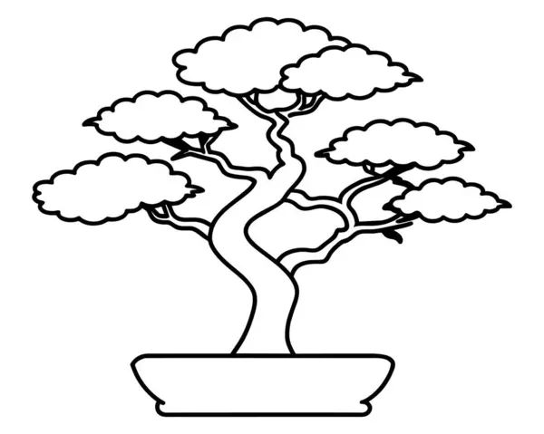 Bonsai Tree Isolated White Vector — Stock Vector