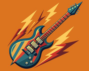 Gitar ve ateş vektörü