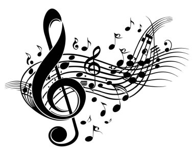 Müzik İllüstrasyonu Vektörü Siyah ve Beyaz