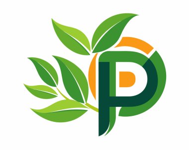 Yaprak Dünyası Harfi P Logo vektör çizimi