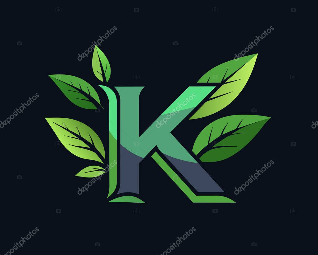 Leaf World Letter K Logo vector illustration
