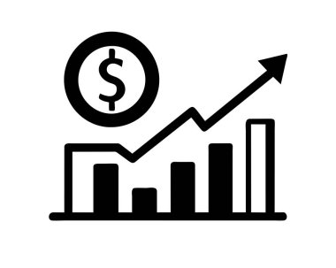 Düz stil ile büyüyen çubuk grafik simgesi