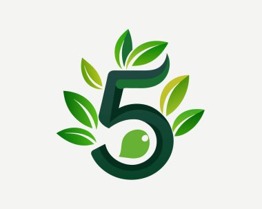 5 Numaralı Yaprak Vektör illüstrasyonu