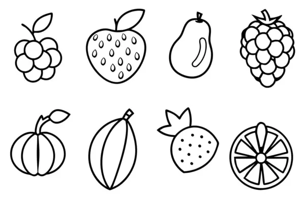 stock vector Vector illustration of hand drawn fruit icons