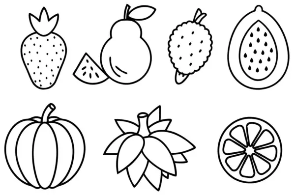 stock vector Vector illustration of hand drawn fruit icons