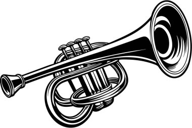 Trompet müzik enstrümanının aralıksız çizimi