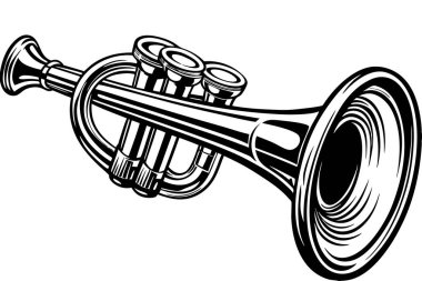 Trompet müzik enstrümanının aralıksız çizimi