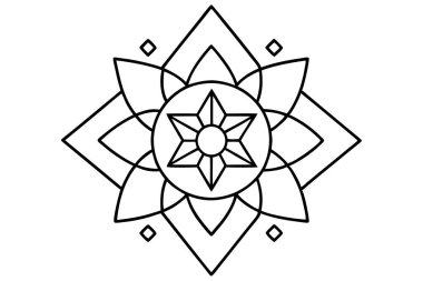 Mandala çizgisi beyaz arkaplanlı sanat silueti