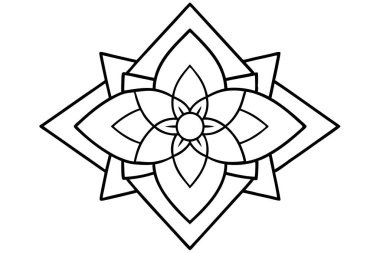 Mandala çizgisi beyaz arkaplanlı sanat silueti