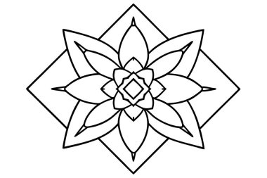 Mandala çizgisi beyaz arkaplanlı sanat silueti