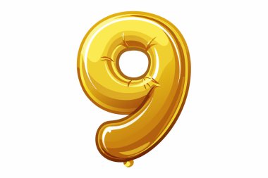 9 numaralı altın balon izole edilmiş.