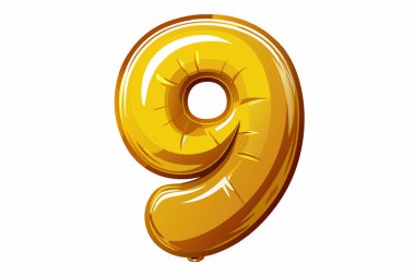 9 numaralı altın balon izole edilmiş.