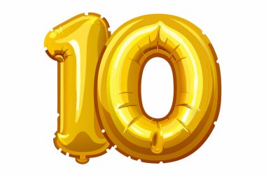 10 numaralı altın balon izole edilmiş.
