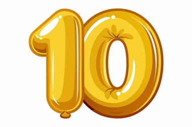 10 numaralı altın balon izole edilmiş.