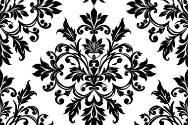 Black and white decorative pattern with flowers