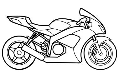 Çocuk boyama kitabı motosikleti. Komik vektör illüstrasyonu