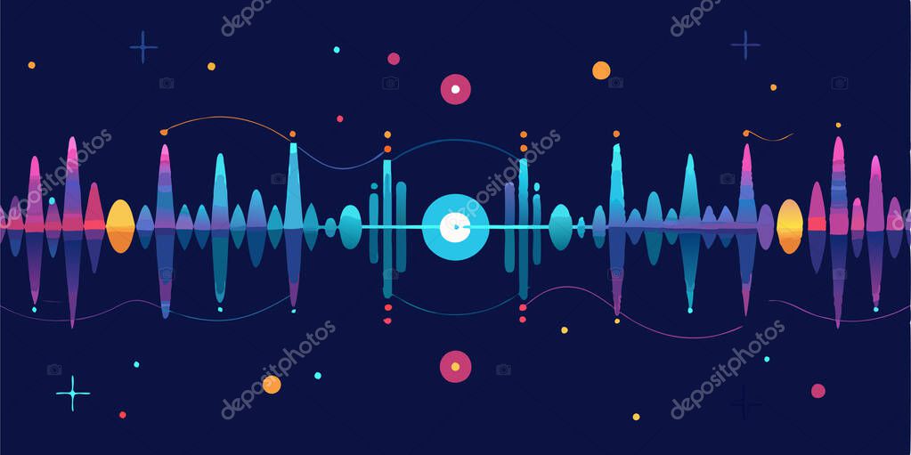 Modern neon soung wave frequency logo