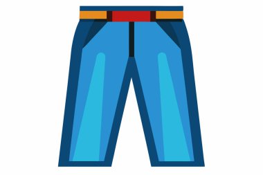 A brown belt and blue jeans with two large pockets vector color drawing clipart