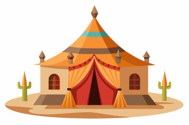 Colorful carnival tent hosts joyous outdoor celebration event clipart