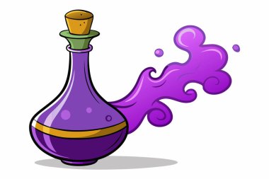 Mystical Purple Potion in a Glass Bottle Sealed clipart