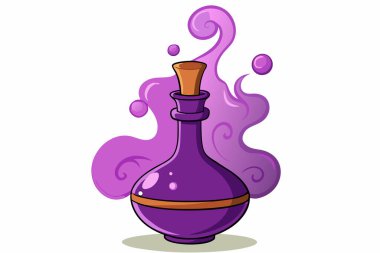 Mystical Purple Potion in a Glass Bottle Sealed clipart