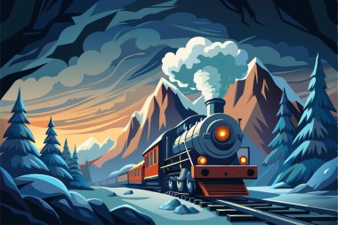 Tren bir dağ manzarasında hareket ediyor.