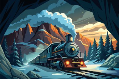 Tren bir dağ manzarasında hareket ediyor.