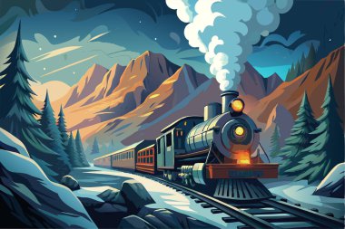 Tren bir dağ manzarasında hareket ediyor.