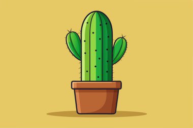 Little cactus vector, Illustration of cactus in pot clipart