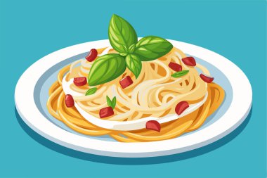Vektör spagetti. Rahatlatıcı yemek çizimi.