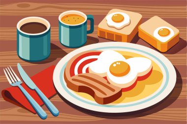 lezzetli lezzetli breakfast çizgi film