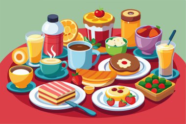 lezzetli lezzetli breakfast çizgi film