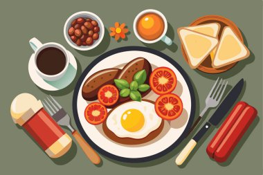 lezzetli lezzetli breakfast çizgi film