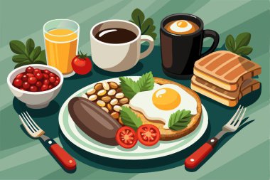 lezzetli lezzetli breakfast çizgi film