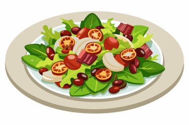 Salata kasesi vektör illüstrasyonunu sağlıklı yemek