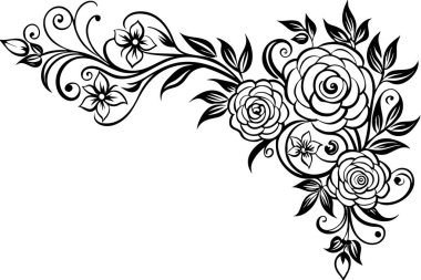 Floral drawing of corner decorative background clipart