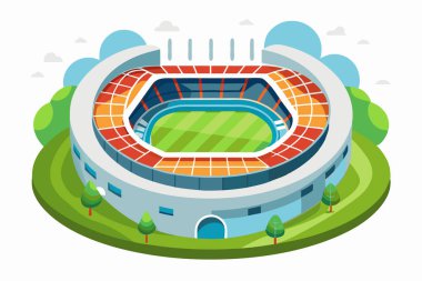 Spor Stadyumu çizgi film simgesi beyaz bir arka plan üzerinde