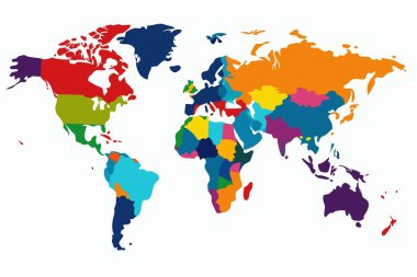 Ulusal sınırları ve ülkesi olan Dünya Vektör Haritası