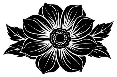 Beyaz arkaplan ile Anemone Siluet vektör çizimi