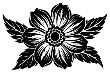 Beyaz arkaplan ile Anemone Siluet vektör çizimi