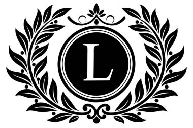L Harfi Logo Tasarımı Yuvarlak Laurel Şekli