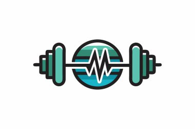 Kalp atışı Fitness Dumbell logo simgesini düzenlenebilir vektörle koşar