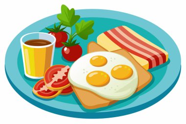 Fried Egg on Toast Bread isolated on white background