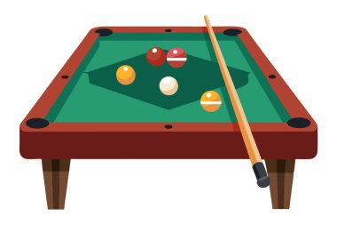 Bilardo masası, top ve ıstaka.