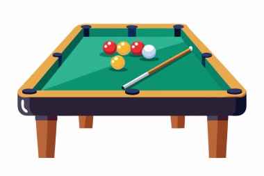 Bilardo masası, top ve ıstaka.