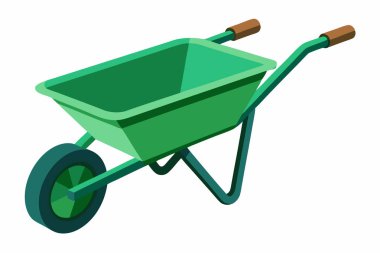 Green Wheelbarrow Isolated vector clipart