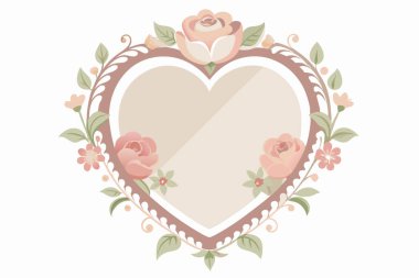 Pembe aşk çerçeveleri, klasik retro çiçek dekorasyonları.